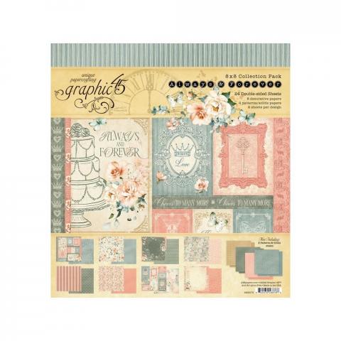 Набор бумаги из коллекции Всегда и навеки "Always and Forever" 12 листов 20*20см