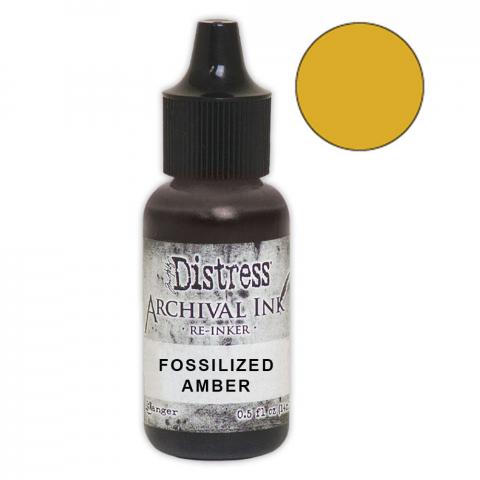 Заправка для штемпельной подушечки Distress Archival Ink "Fossilized Amber" от Ranger