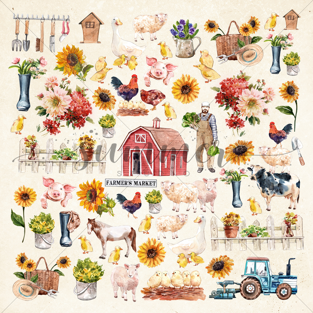 Лист с картинками для вырезания из коллекции (Ферма)