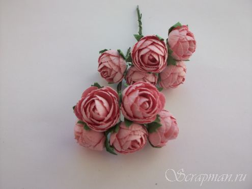 Роза кустовая, цвет "Розовый", 2,5см от магазина ScrapMan.ru