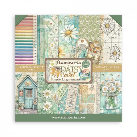 Набор бумаги 20*20см Маргаритка (Daisy Art) 10 листов + бонус от Stamperia 