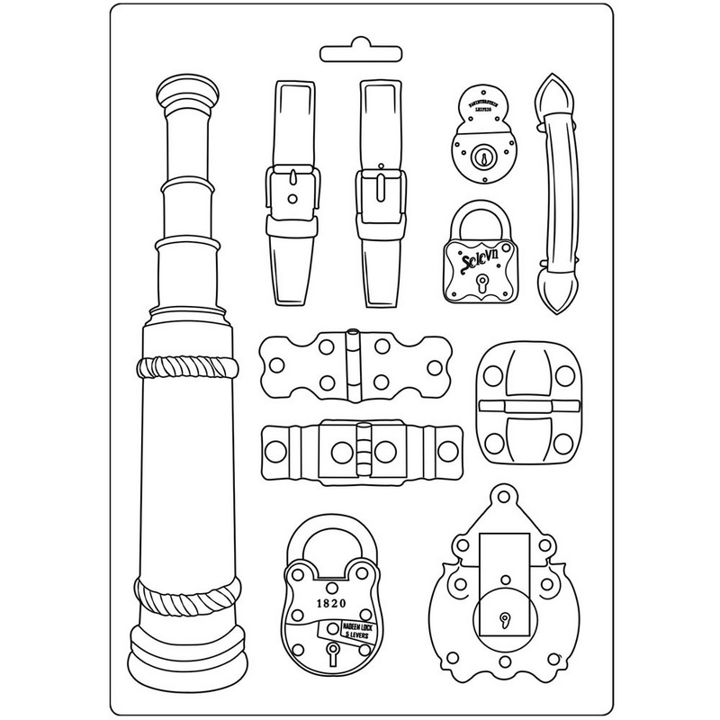 Молд пластиковый Belts and Fasteners, формат А4, Stamperia 