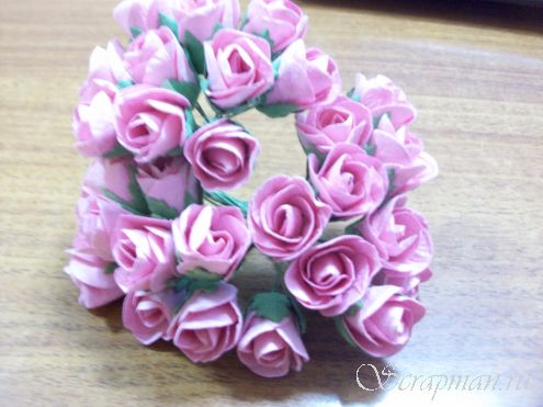 Бутоны роз, полуоткрытые, цвет "Розовый", 1,5см от магазина ScrapMan.ru