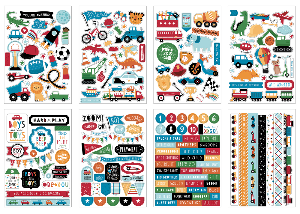 Набор стикеров sticker book из коллекции "Play All Day Boy" 8 листов