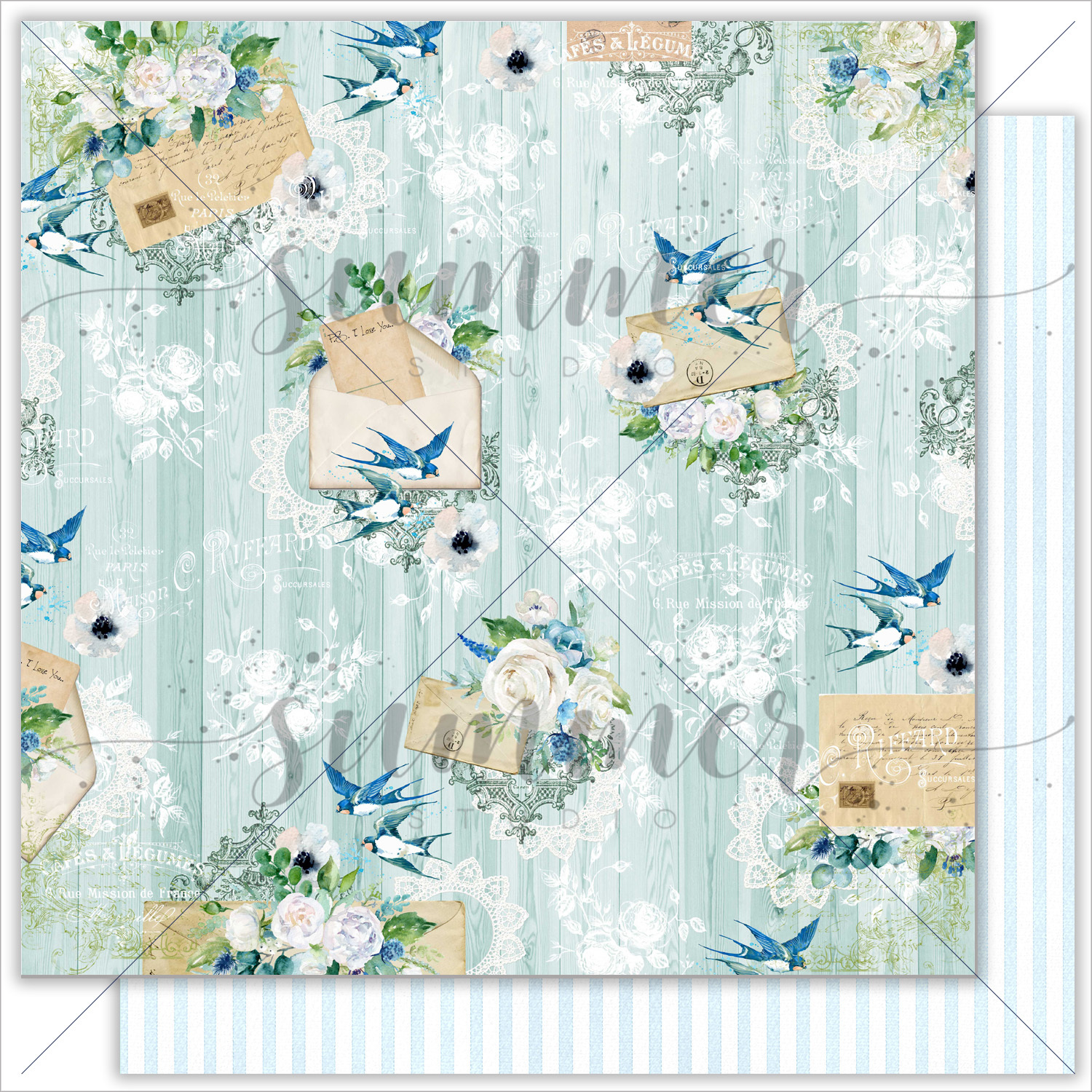 Бумага "Swallow's letter" из коллекции Sky swallow's от Summer Studio