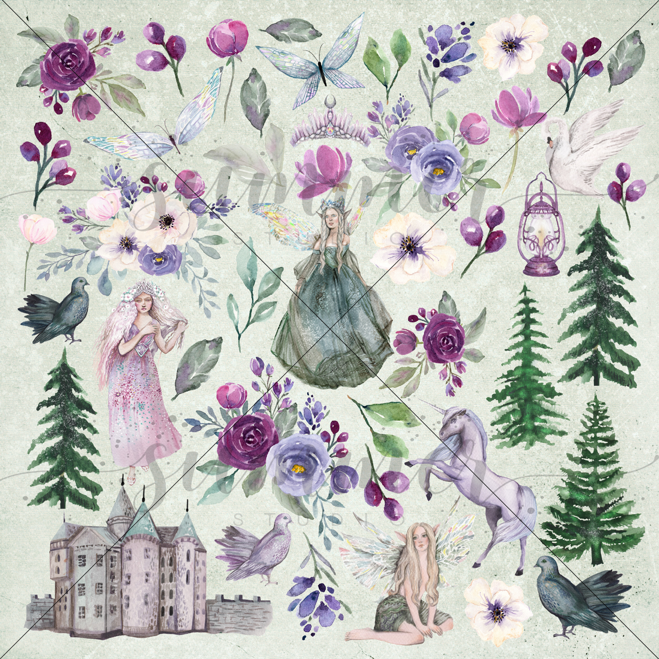 Лист с картинками для вырезания из коллекции Сказка