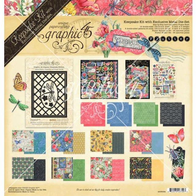 Большой набор из коллекции "Flutter" Трепет 30*30см 24 листа + ножи + стикеры + высечки от магазина ScrapMan.ru