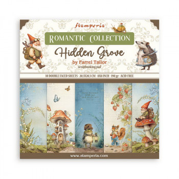 Набор бумаги 20*20см "HIDDEN GROVE" 10 листов + бонус от Stamperia 