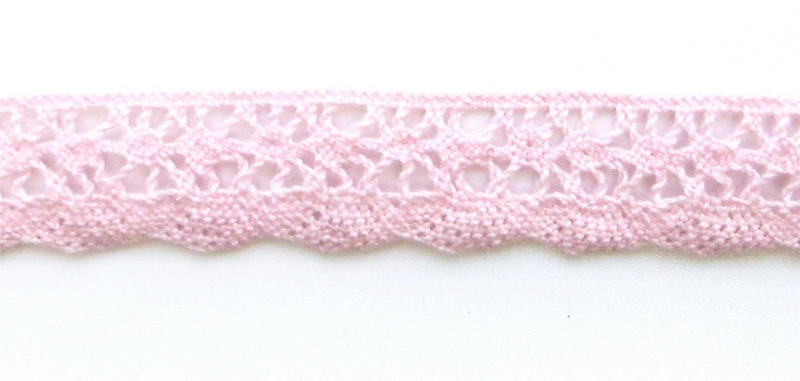 Кружевная лента 14мм, цвет светло-розовый, 1 метр