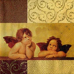 Салфетка трехслойная для декупажа "Ангелы Рафаэля и орнаменты"