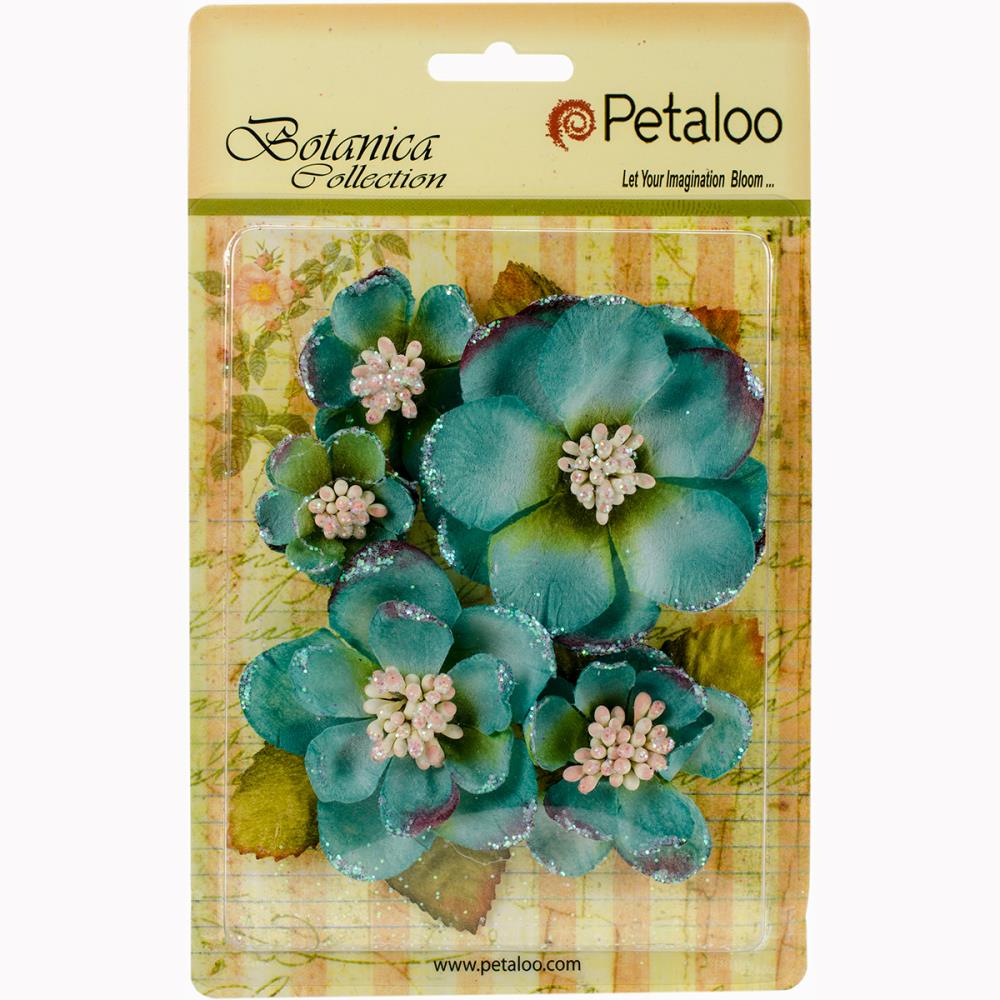 Набор цветов бумажных "Blue/Green" Botanica Sparkling Glitter Magnolia