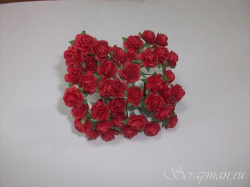 Открытая роза,10 мм.,цвет красный