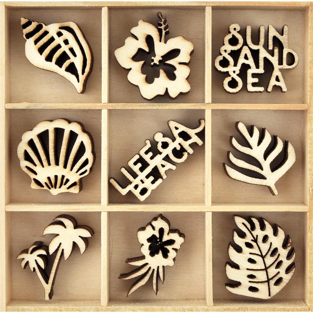 Набор деревянных украшений "Life's A Beach" 9 штук от KaiserCraft