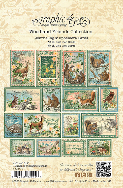 Набор карточек из коллекции "Woodland Friends" 16 штук