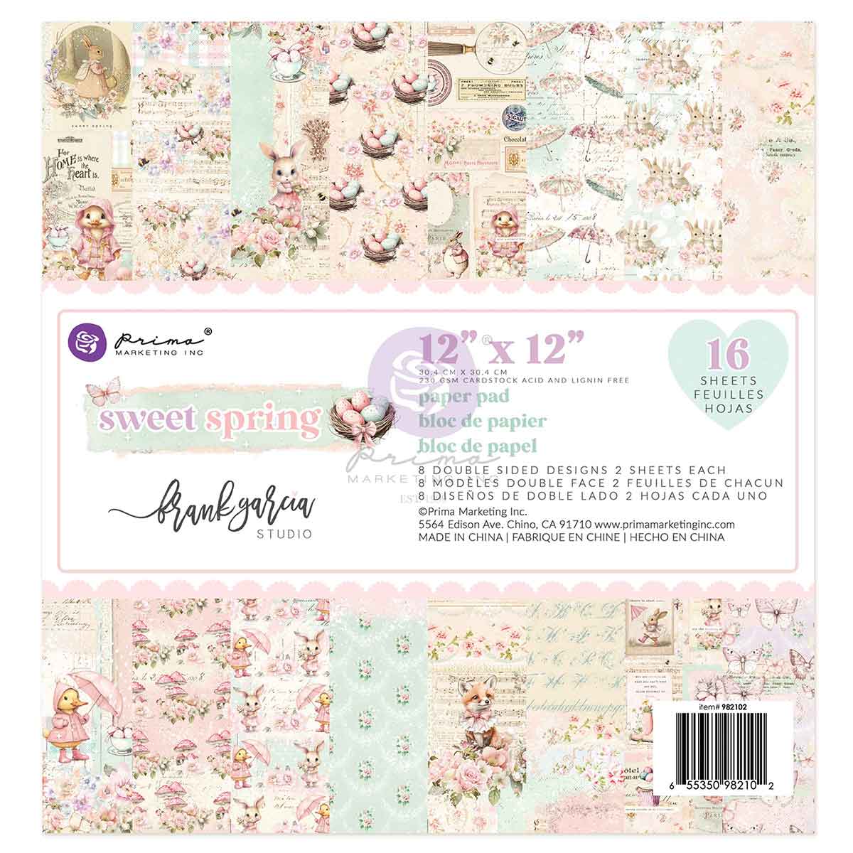 Набор бумаги с фольгированием 30*30см Сладкая весна "Sweet Spring" 8 листов Prima Marketing от магазина ScrapMan.ru
