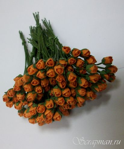 Закрытые бутоны роз, цвет "Оранжевый", 0,6см от магазина ScrapMan.ru