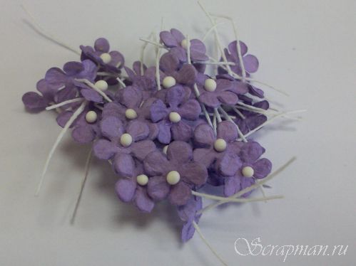 Декоративные цветочки на нитке, цвет "Фиолетовый", 1см от магазина ScrapMan.ru