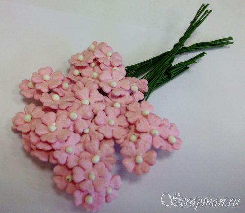 Декоративные цветочки со стеблем, цвет "Розовый", 1см от магазина ScrapMan.ru