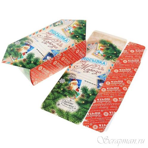 Сборная коробка-конфета "Посылка от Деда Мороза"