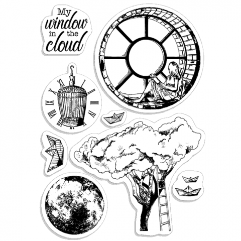 Набор фотополимерных штампов Window in the cloud из коллекции Moon & Me