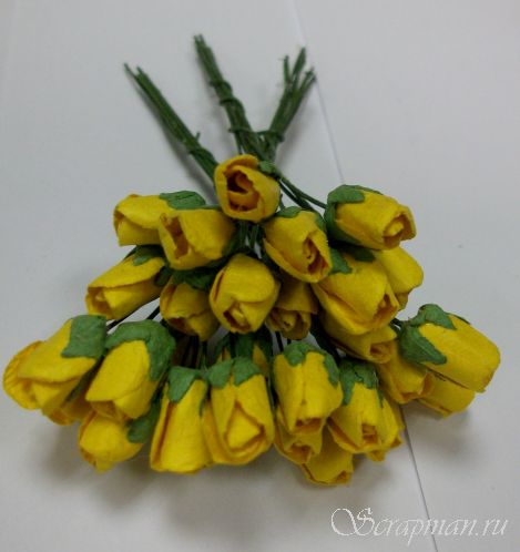 Закрытые бутоны роз, цвет "Желтый", 0,7см от магазина ScrapMan.ru
