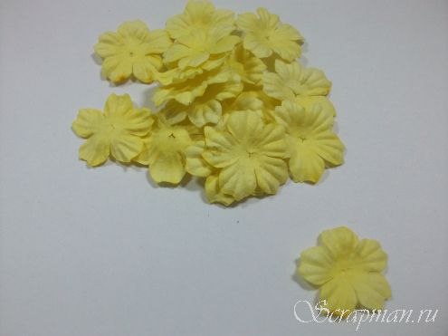 Плоские декоративные цветы, цвет "Пастельно-желтый", 2,5см