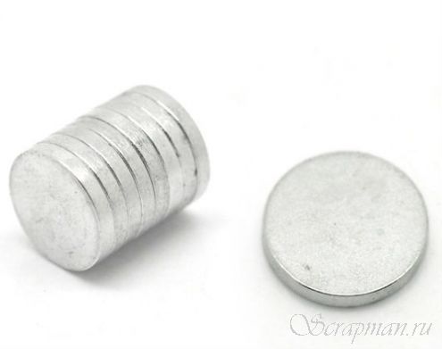 Магниты круглые, серебряные от магазина ScrapMan.ru