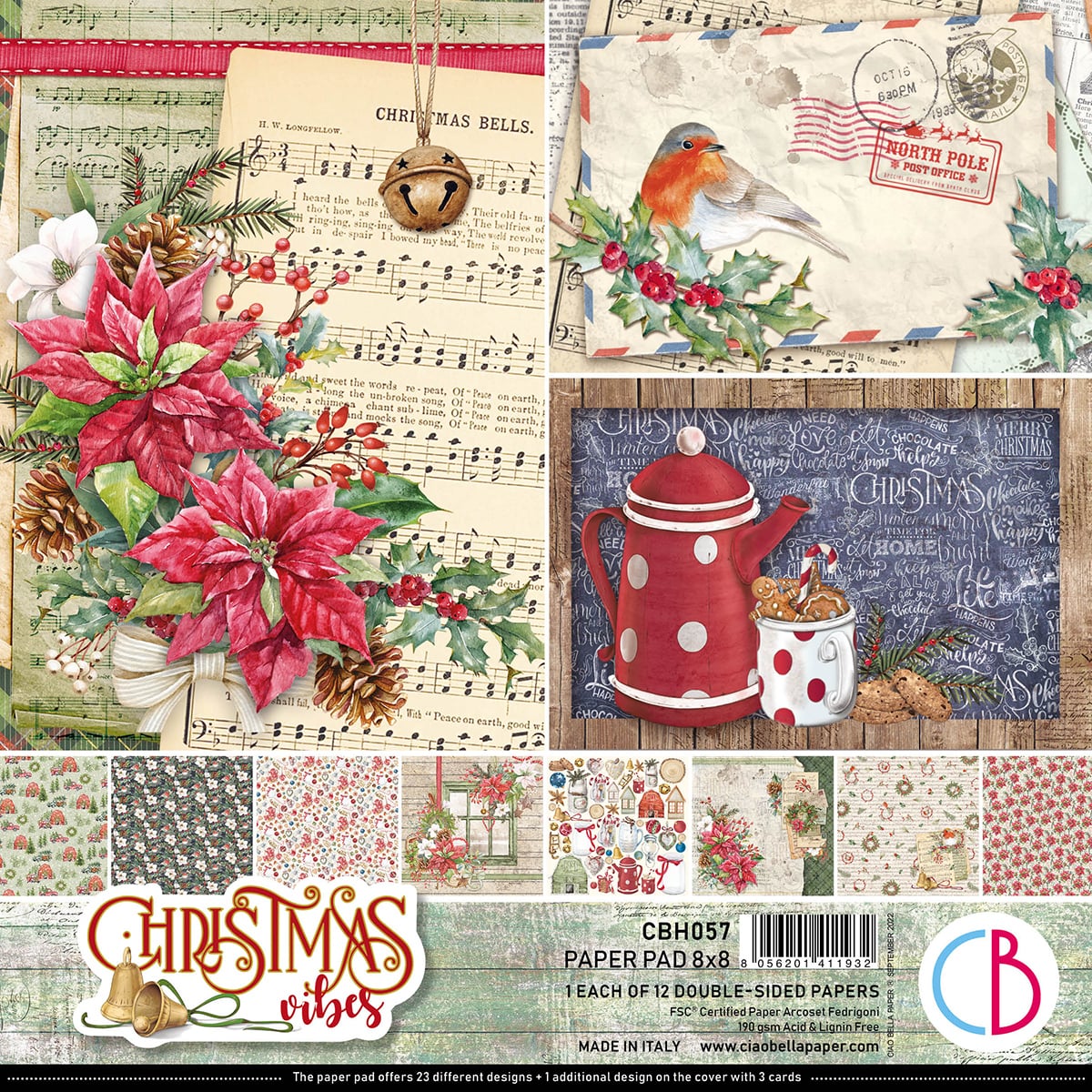 Набор бумаги "CHRISTMAS VIBES" 12 листов 20*20см