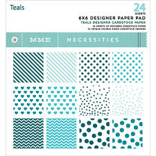 Набор бумаги "Teals" из коллекции "Necessities" 12 листов от магазина ScrapMan.ru