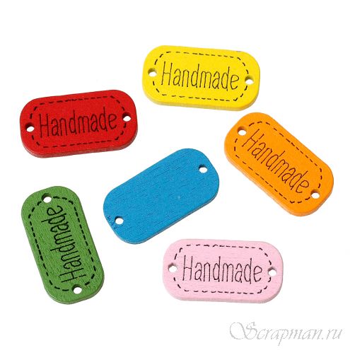 Деревянные украшения "Handmade" разноцвеетный микс