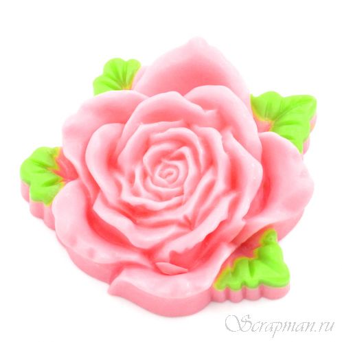 Объемная фигурка "Роза с лепестками" розовая, 1 штука от магазина ScrapMan.ru