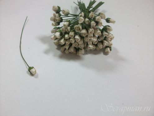 Роза закрытая, цвет "Белый", 0,7см от магазина ScrapMan.ru