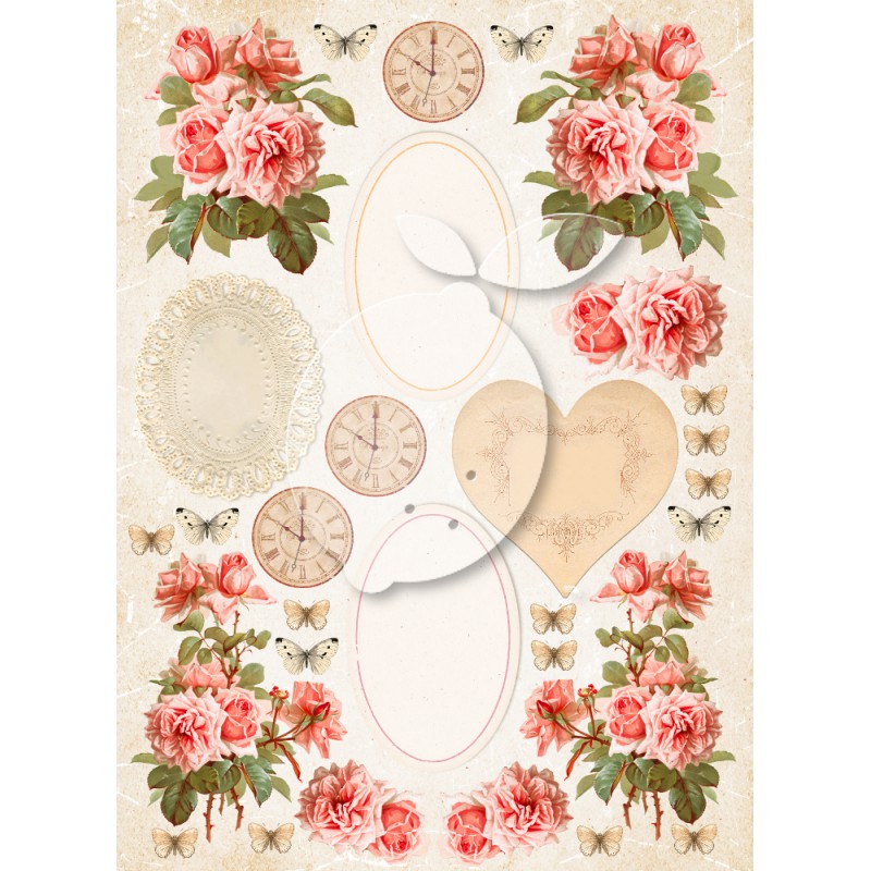 Лист с картинками для вырезания Vintage time 038 из коллекции "Sense and sensibility"