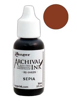 Заправка для штемпельной подушечки Archival Ink Sepia (Сепия) от Ranger