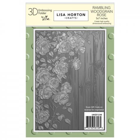 Папка для тиснения Роза с древесным узором "Rambling Woodgrain Rose" от Lisa Horton
