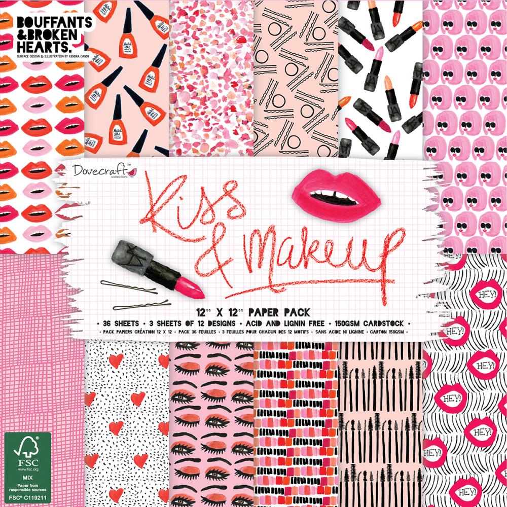 Набор бумаги "Kiss & Make Up" 12 листов