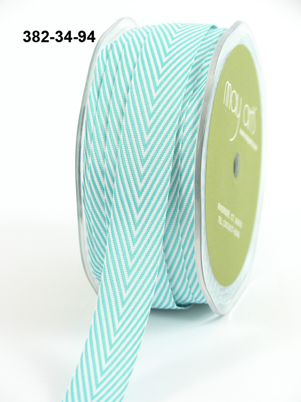 Лента Twill Chevron Stripe Turquoise 1 метр 