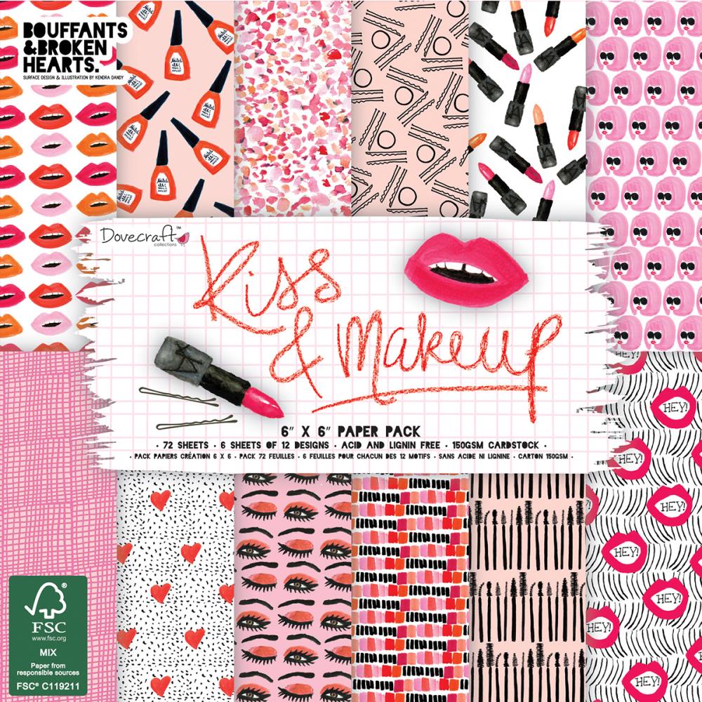 Набор бумаги "Kiss & Make Up" 12 листов