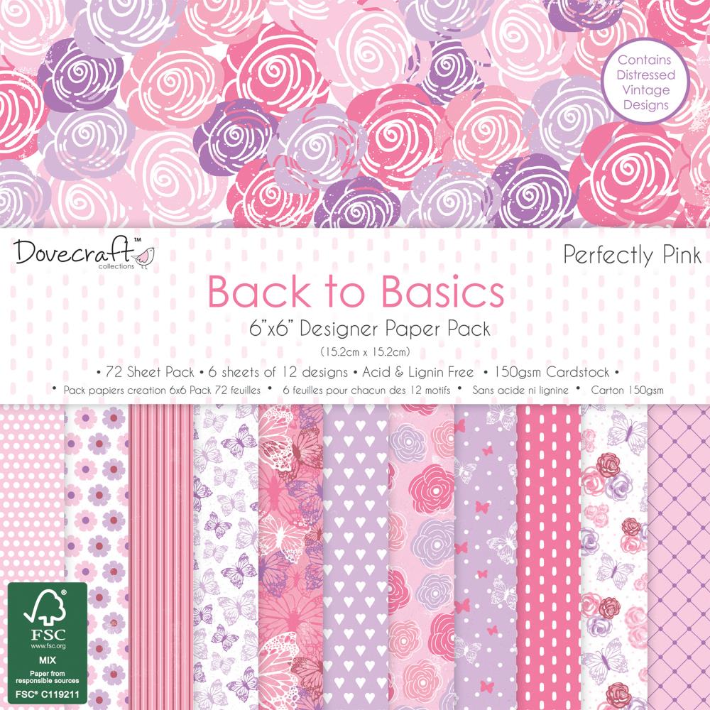 Набор бумаги "Back To Basics Perfectly Pink" 12 листов