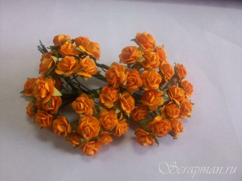 Роза открытая, цвет "Оранжевый", 1см от магазина ScrapMan.ru