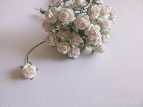 Открытая роза, 10 мм., белый от магазина ScrapMan.ru