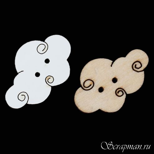 Деревянная пуговица "Облако"