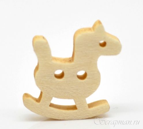 Деревянная пуговица "Деревянная лошадка" цвет натуральный