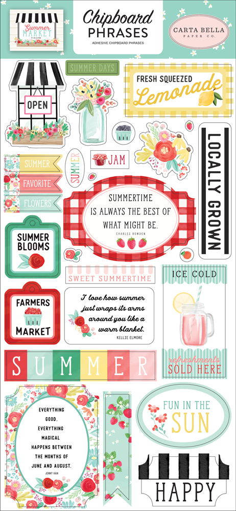Набор чипборда "Phrases" из коллекции "Summer Market"