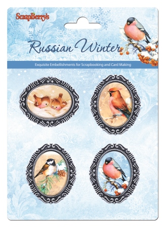 Набор рамочек с эпоксидными стикерами Птички из коллекции Русская зима