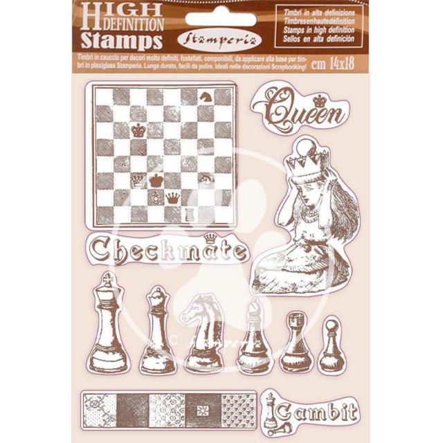 Набор резиновых штампов Checkmate из коллекции Alice Stamperia