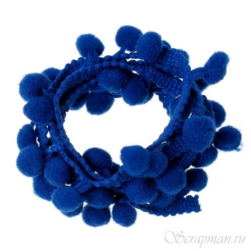 Лента с помпонами, цвет темно-синий