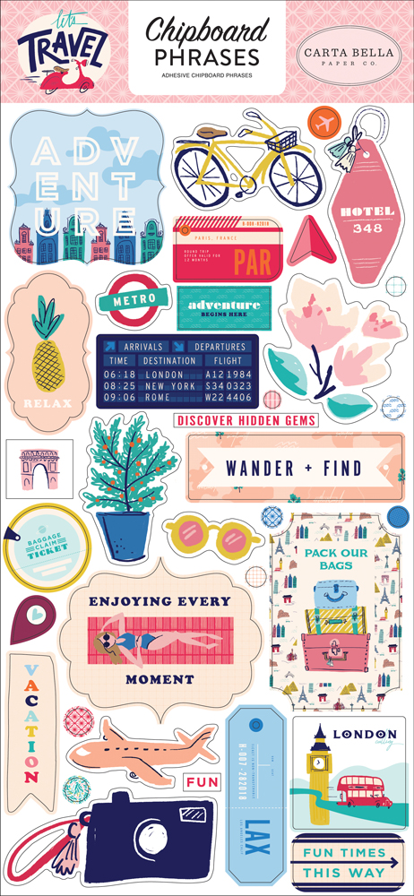 Набор чипборда Фразы из коллекции Давай путешествовать "Let's Travel"