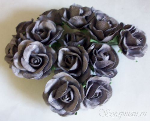 Роза открытая, цвет "Сумерки", 3,5см от магазина ScrapMan.ru
