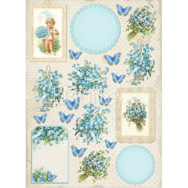 Лист с картинками для вырезания Vintage time 020 из коллекции Forget me not